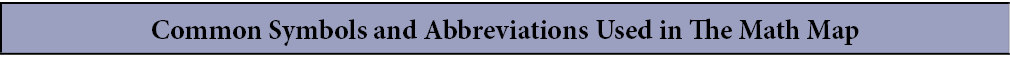 ﻿Common Symbols and Abbreviations Used in The Math Map